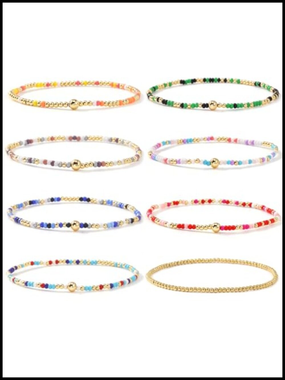 Handmade Boho Beaded Stretch Bracelet Stack Gold Plated Brass Women Prom Gift